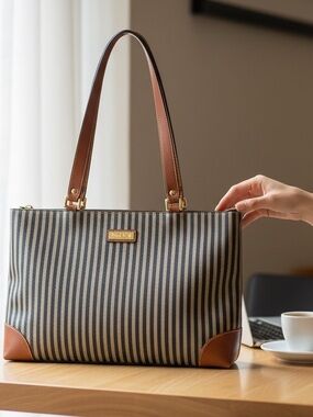 Vintage Striped Canvas Tote